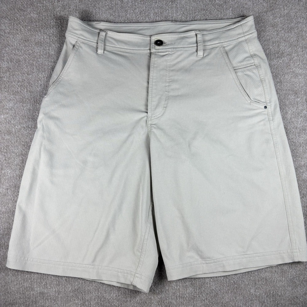 Lululemon Commission Shorts Mens 34 Khaki Stretch Golf Chino Casual 10" Inseam